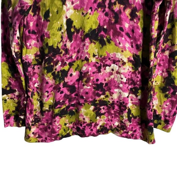 J. Jill Women's Purple Floral Round Neck Knit Top - Picture 3 of 7
